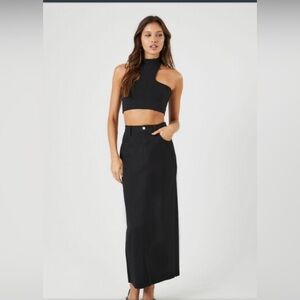 Black Denim Skirt with slit NWT